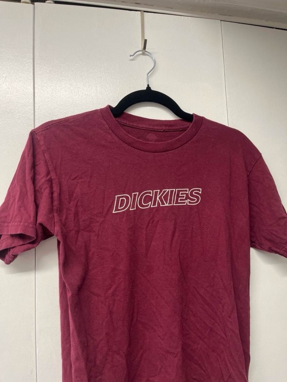 Dickies Crew Neck T-Shirt in Burgundy with White Logo